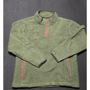 Chubbies Sherpa Fleece Quarter 1/4 Zip Pullover Women XL Green Adventure